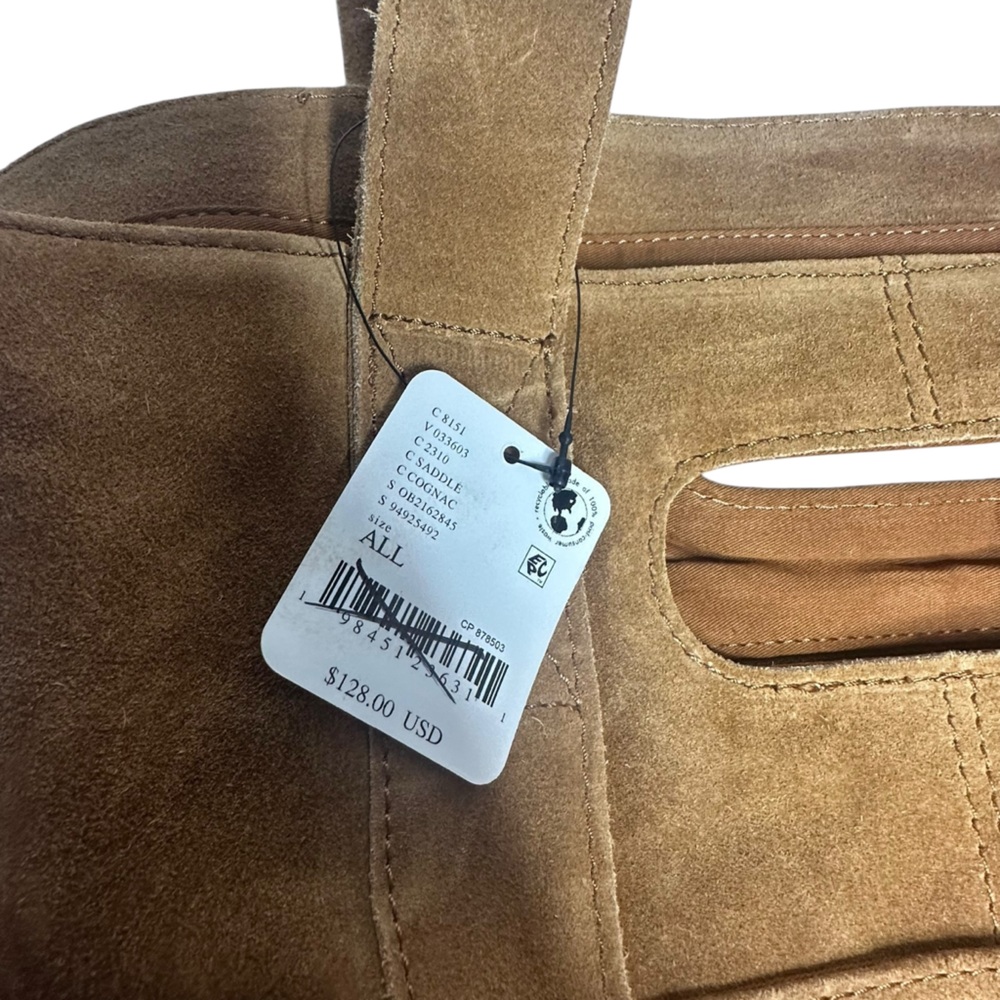 NWT FREE PEOPLE Suede Caravan Tote Bag - Saddle - Picture 8 of 13